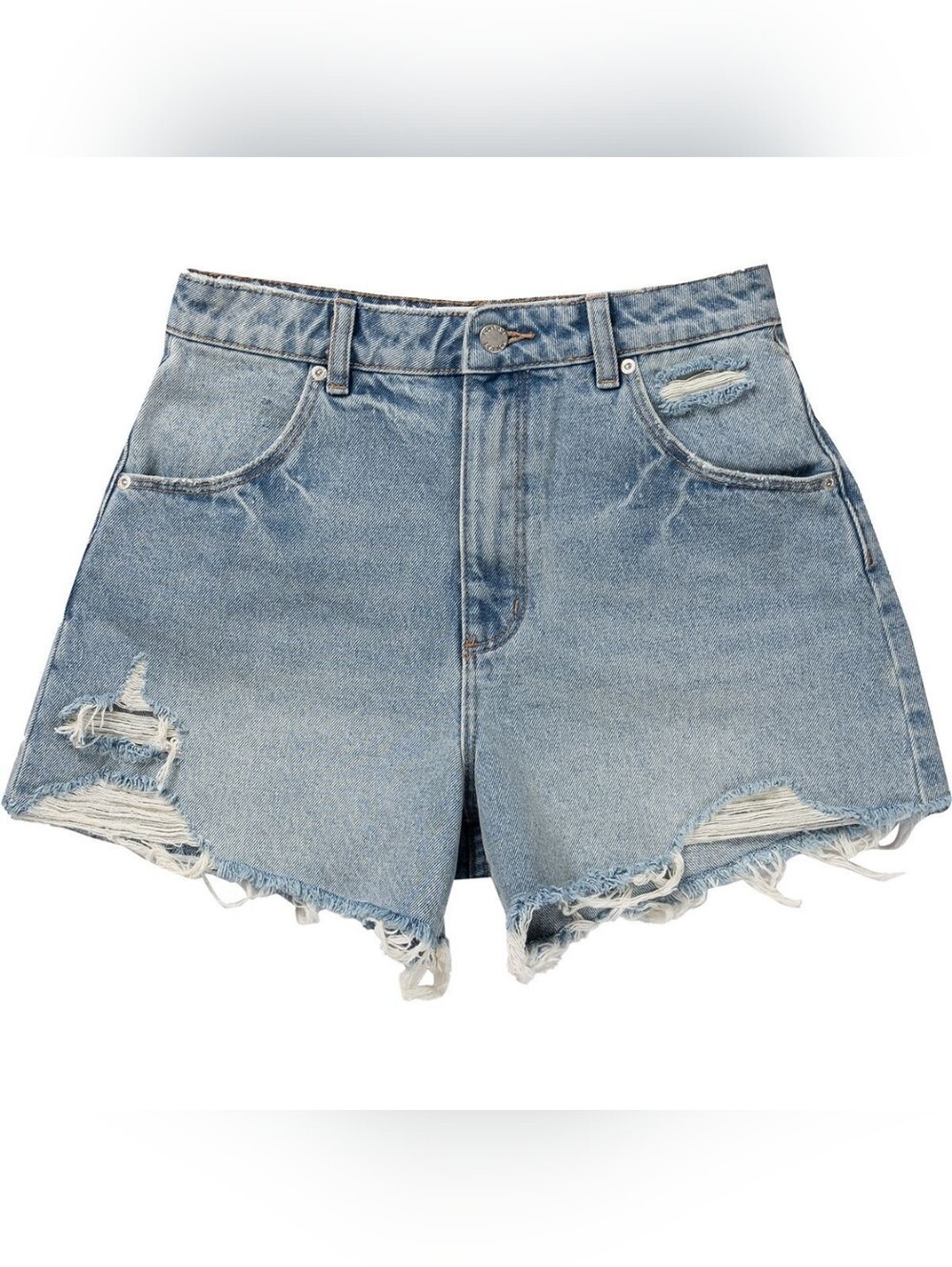 Rolla's Mirage High-Rise Distressed Denim Shorts, Size 28
